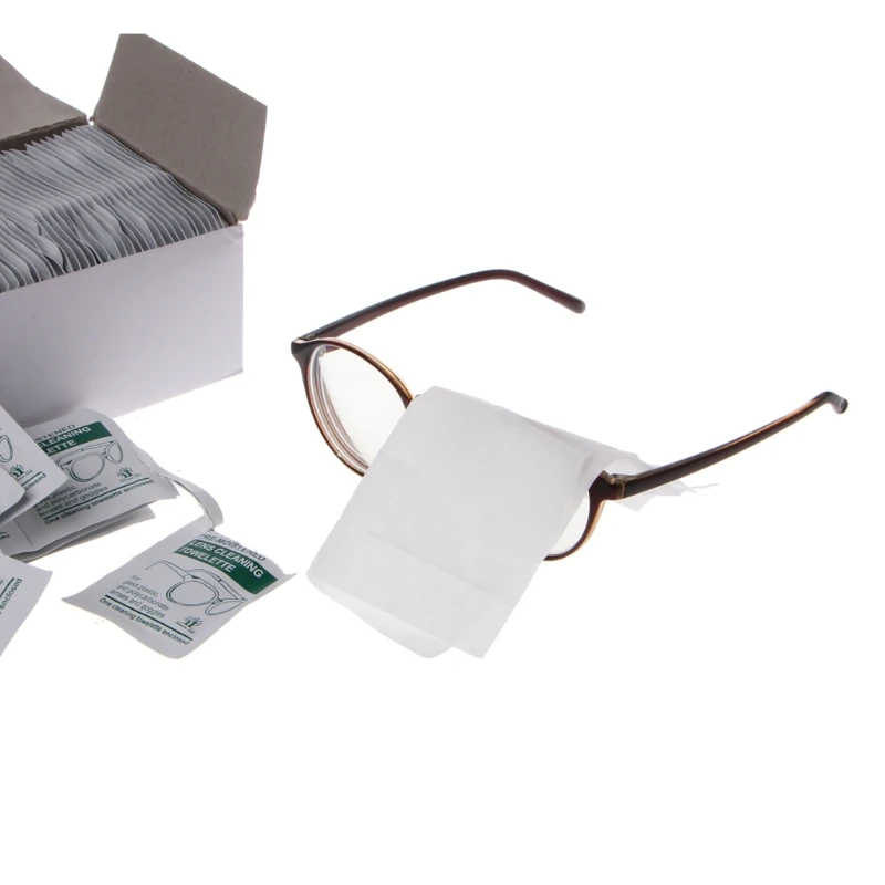 

100Pc Cleaning Cloth Disposable Wet Tissue Wipe Anti Frog Lens Glasses Polishing