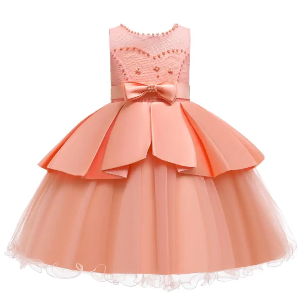 2020 New Summer Princess Dresses For Girls Tutu Lace Bow Baby Flower Kid Wedding Party Evening Vestidos Green Yellow Pink 2-5-10 | Детская