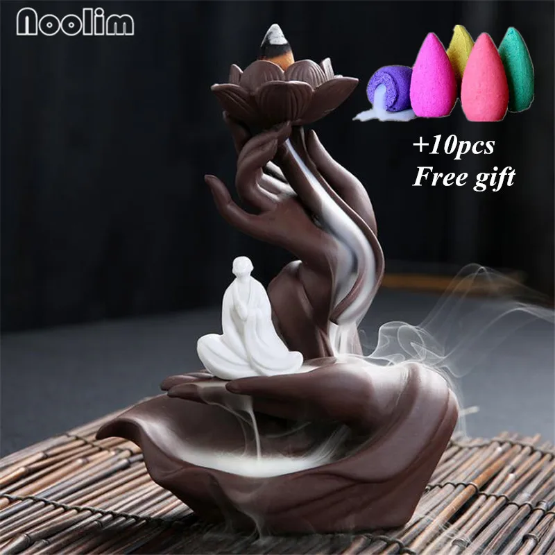 Керамическая курильница для благовоний в виде рук Будды креативная форме лотоса