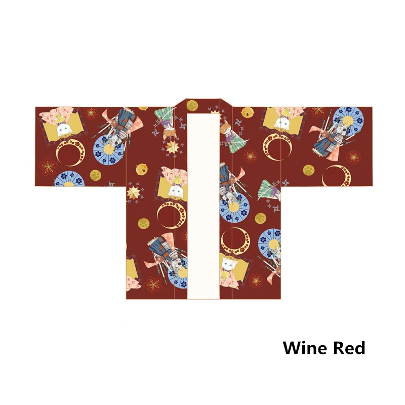 Wine Red Японское традиционное кимоно кардиган Kawaii Женская мультяшная напечатанная Haori Harajuku Yukata Солнцезащитная пляжная одежда пальто рубашка - Цвет: Wine Red
