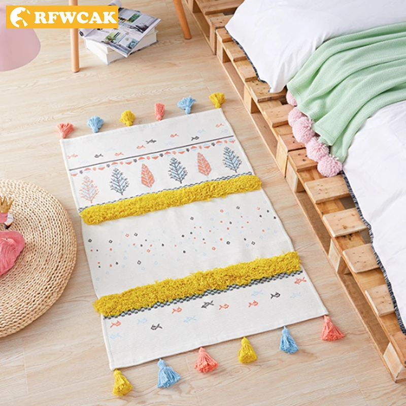 Ковер в скандинавском стиле для дивана гостиной спальни хлопковый ковер с