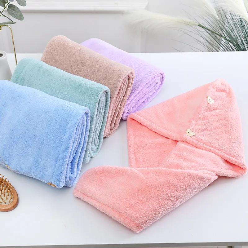 

Instant Microfiber Shower Cap Hair Fast Drying Dryer Towel Quick-drying Coral Fleece For Girl Microfiber Dry Women Brothroom