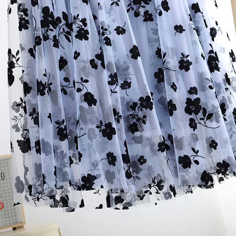 Женская винтажная фатиновая юбка OUMENGKA длинная сетчатая с эластичным высоким