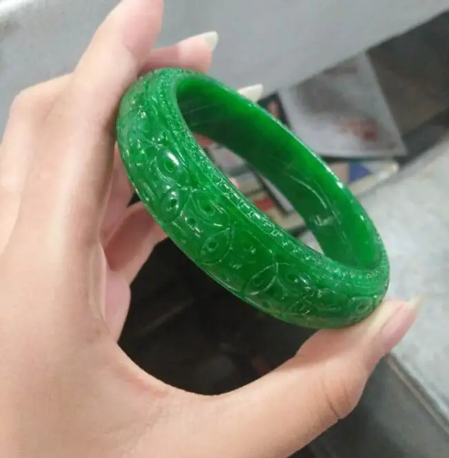 Браслет поплавок из Мьянмы с цветами нефрита полноцветный резной нефритовый