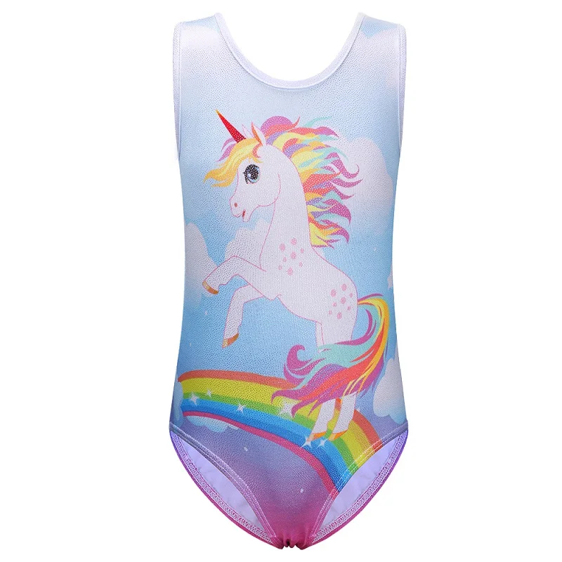 B164 RainbowHorse BAOHULU/От 3 до 12 лет гимнастические костюмы для танцев, танцевальные костюмы для девочек с длинными рукавами, трико для гимнастики балета, детские танцевальные костюмы - Цвет: B164 RainbowHorse