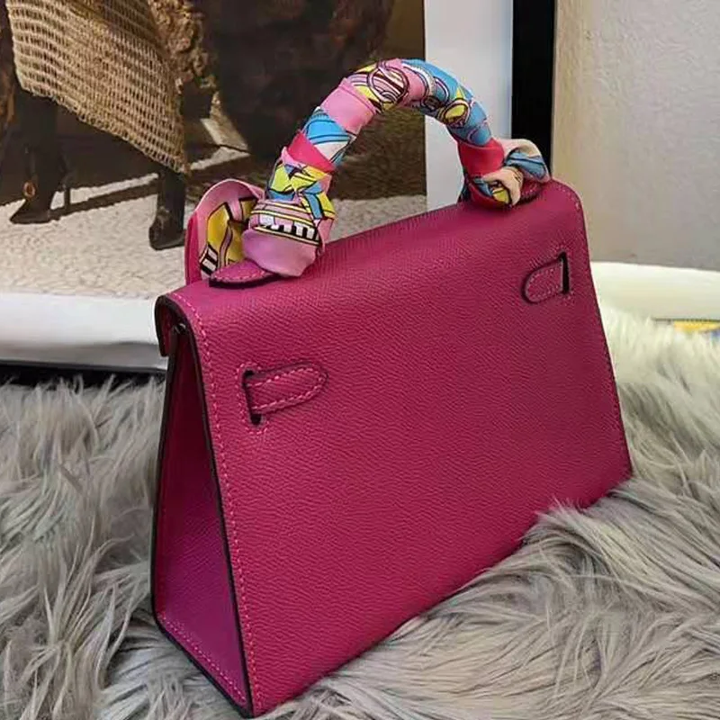 

Leather palm pattern women's handbags with high-quality silk scarf Classic Baita Top-Handle Bags