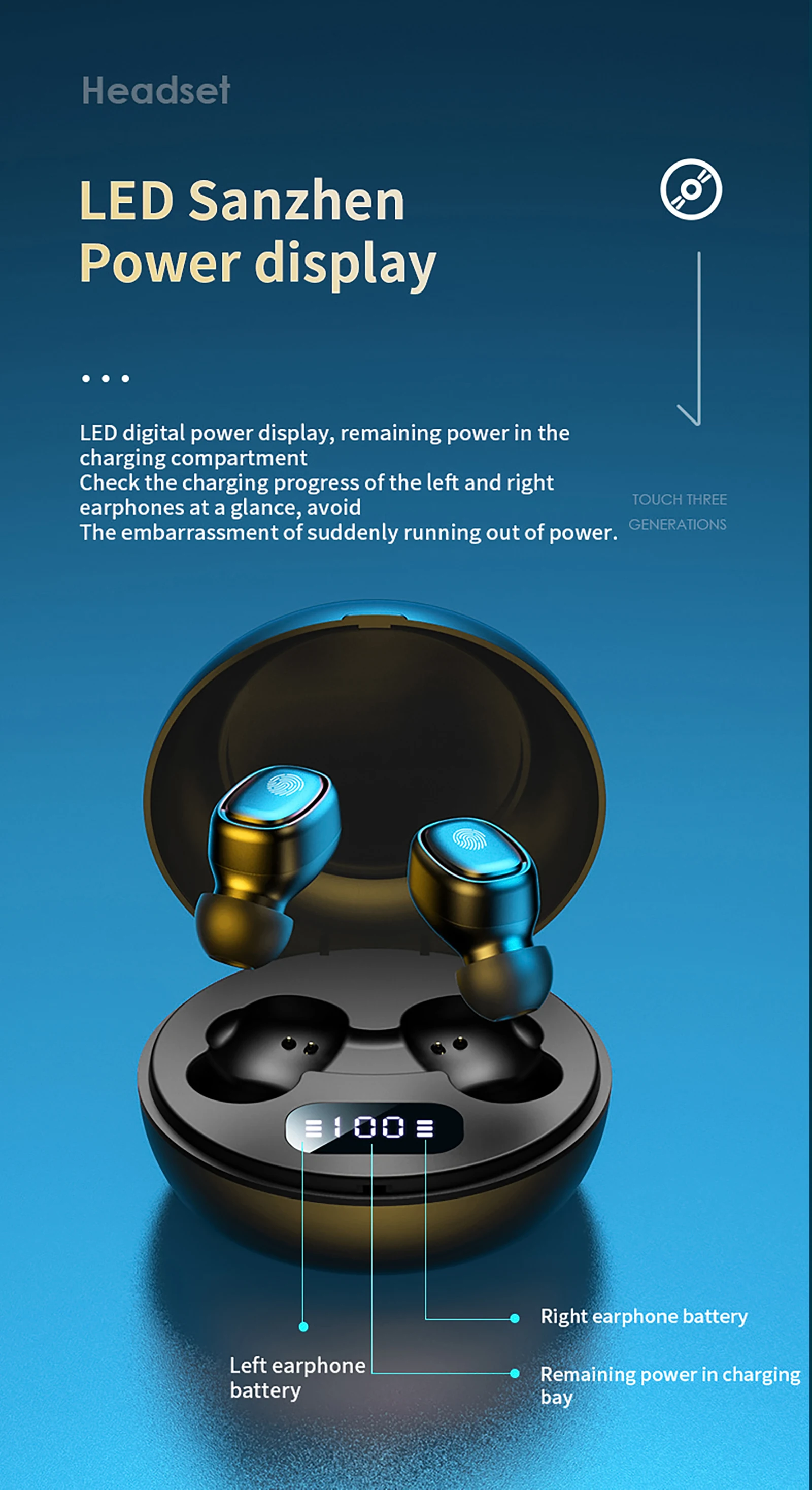 Беспроводные наушники Tws 5 1 стереонаушники с басами гарнитура сенсорным