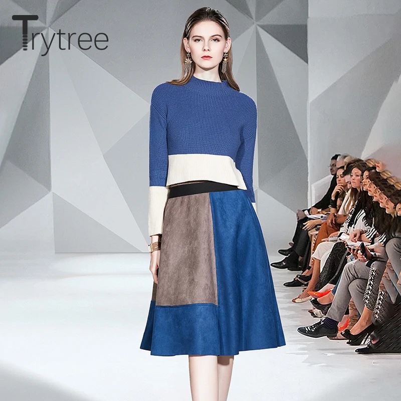 Осенне-зимний комплект из двух предметов Trytree 2020 повседневный Вязаный топ с