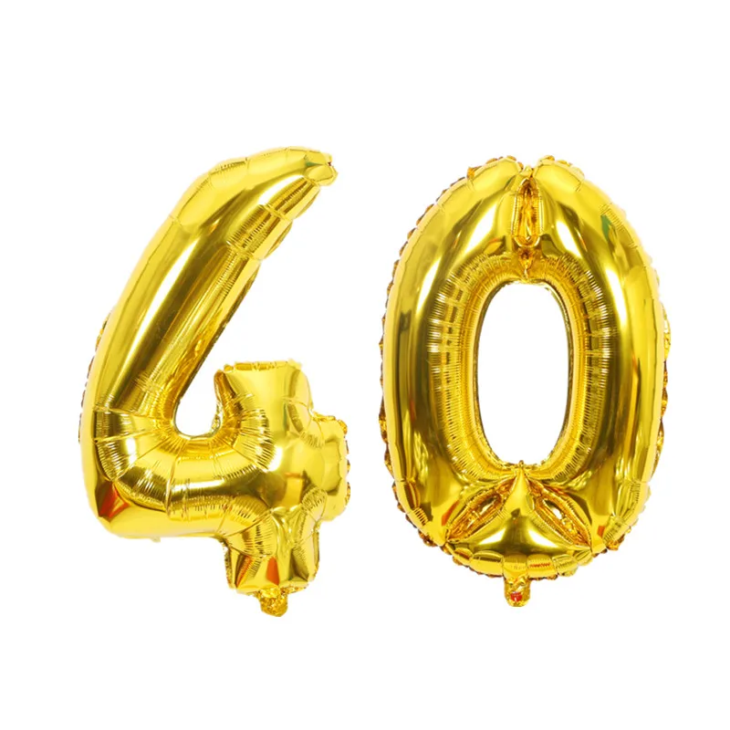 40 дюймов 32 дюйма Золотое серебряное число воздушные шары из фольги 10 20 30 50 60 70 80 90