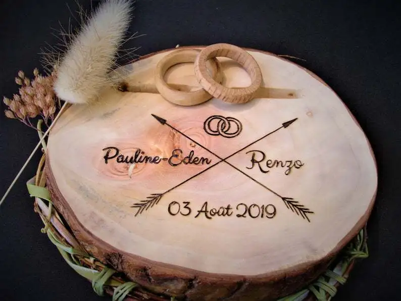 Wooden Personalized Rustic Wedding Ring Box Holder Custom Your Names and Date Bearer for Marriage Proposal | Дом и сад