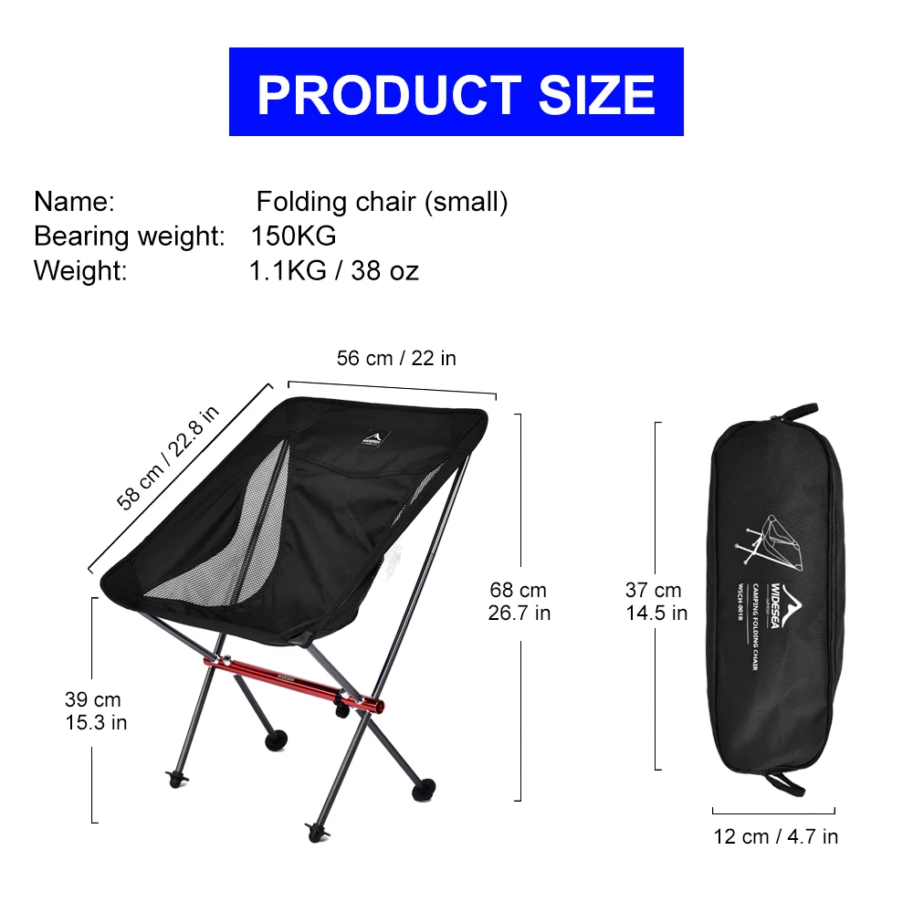 Widesea Camping Fishing Folding Chair Tourist Beach Chaise Longue for Relaxing Foldable Leisure Travel Furniture Picnic | Спорт и