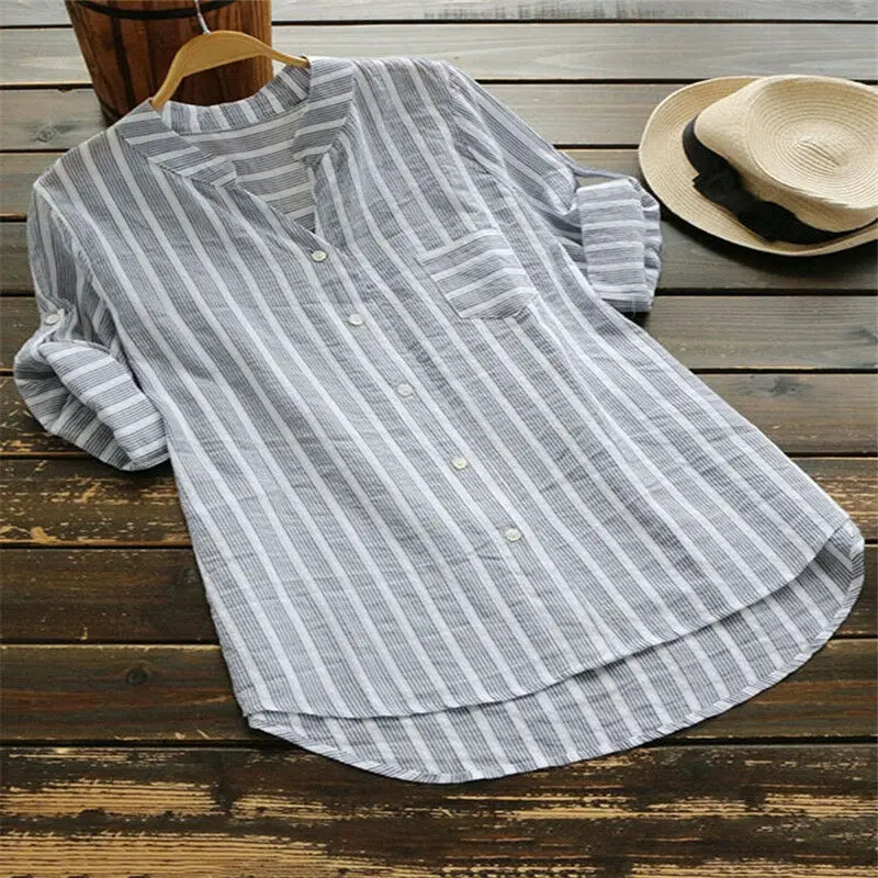 

Women V Neck Long Sleeve Casual Loose Baggy Tunic Tops Blouse Plus Size Black Size