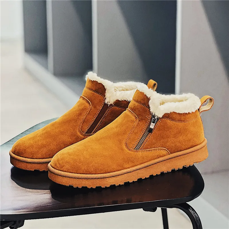 Leather Warm Men's Boots Plus Velvet Slip On Ankle Man Soft Comfortable Casual Male Work Size Men casual Shoes 39-45 | Обувь