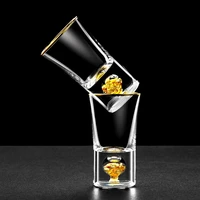 crystal gild built in 24k gold leaf sake liquor shot glass dispenser vodka spirit sheezer small wine glasses strong drink cup