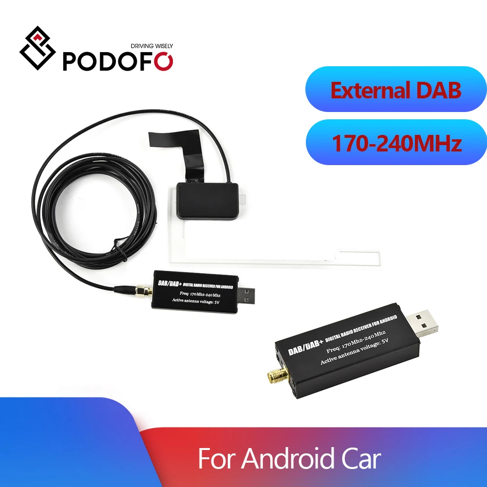 

Универсальный DAB-модуль Podofo для европейских Android-автомобилей, внешний dab Machine-DAB-C1, поддержка ETSI TS102 563 DAB +