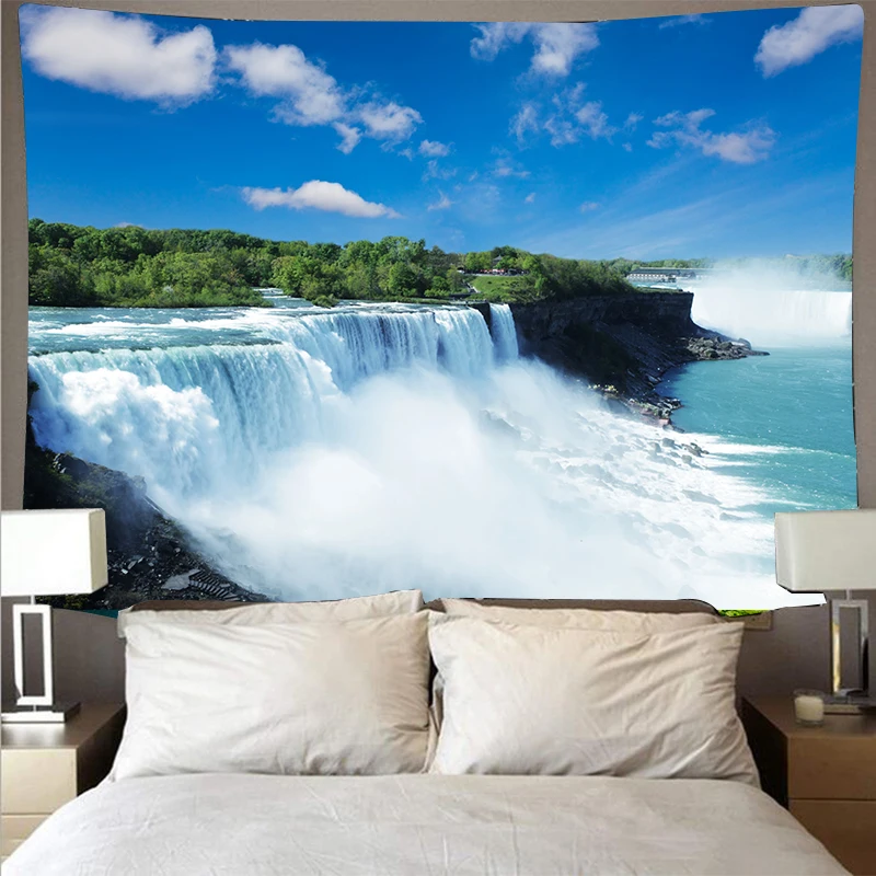 Горный скручивающийся лес озеро пейзаж дешевый гобелен искусство