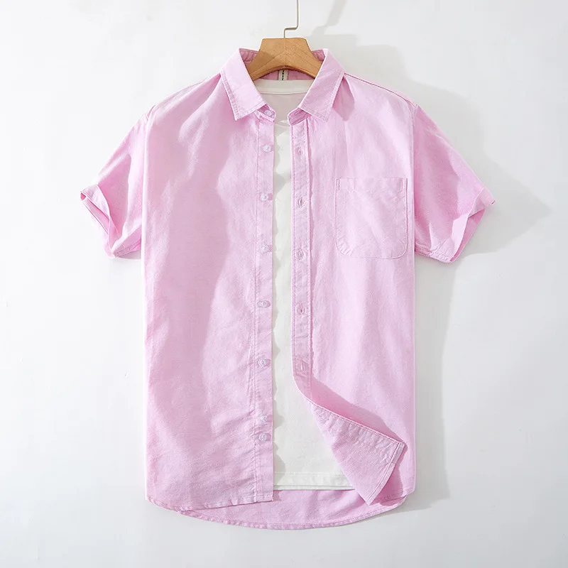 

Men's Loose Short Sleeve Lapel Shirt Youth Pocket Decoration Casual TOP