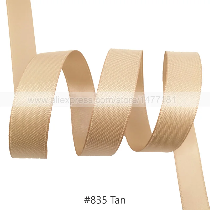 835 Tan 25 Yards) 6 9 16 25 38 50 мм атласная лента Двусторонняя лента высокого качества полиэстер Двусторонняя лента банты изготовление тканей - Цвет: 835 Tan