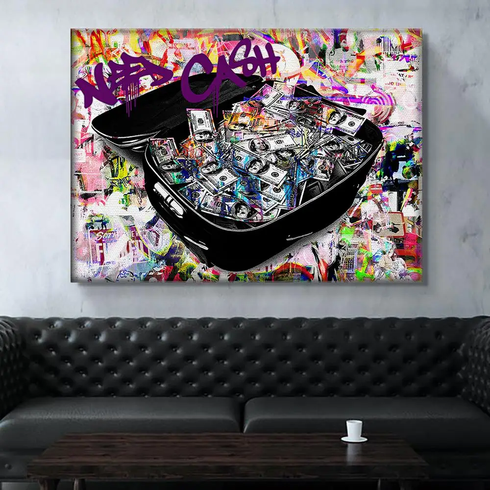 

Room Decor Wall Painting Canvas Prints Suitcase Money Picture Posters And Prints Wall Art Decoration Maison Waterproof Ink