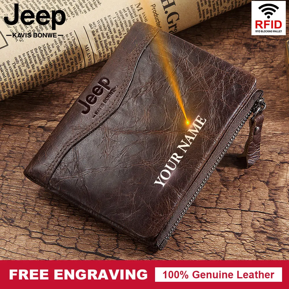 

Genuine Leather Men Wallets High Quality Zipper Short Desigh Money Bag Multifunction Storage Bag Coin Purse Rfid Card Holder