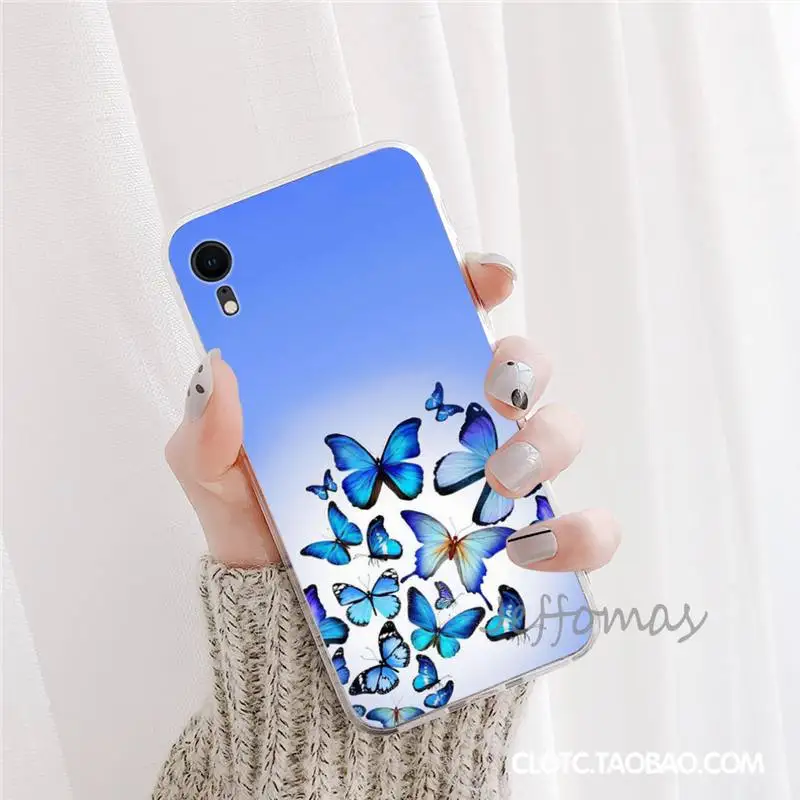 

Cute butterfly blue Phone Case For iphone 12 5 5s 5c se 6 6s 7 8 plus x xs xr 11 pro max mini