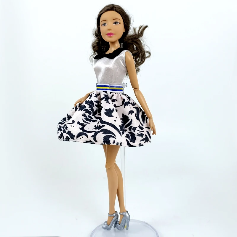 Короткое белое платье без рукавов с круглым вырезом для кукол Барби наряды 1/6 BJD