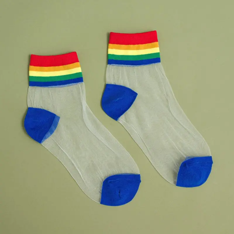 Корейский Стекло волокна носки трубы средней высоты яркий c бантом в полоску