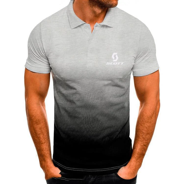 

New Polo Shirt Mens Casual High Quality bicycle Cycling for scott Male Tops Clothing Men 3D gradient short-sleeved polo shirt