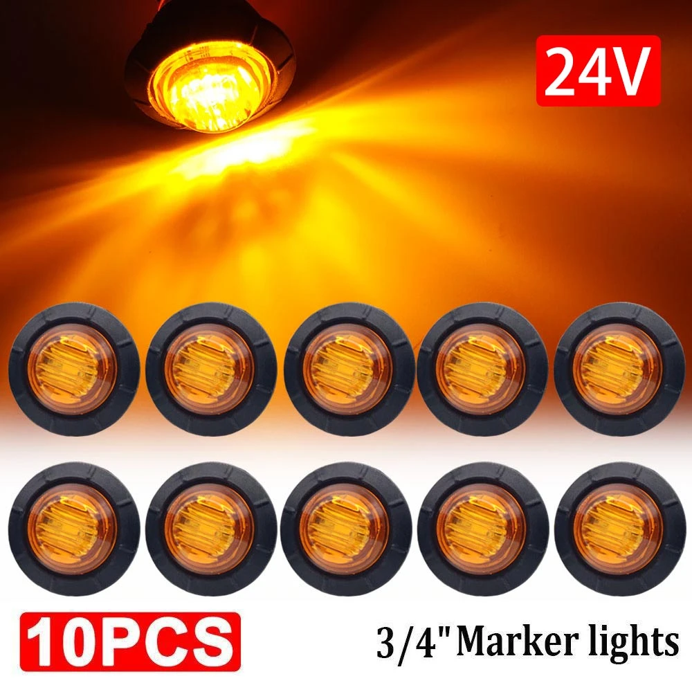 10 шт. водонепроницаемые 24V 3LED 3/4 &quotкруглые трейлеры боковые габаритные огни