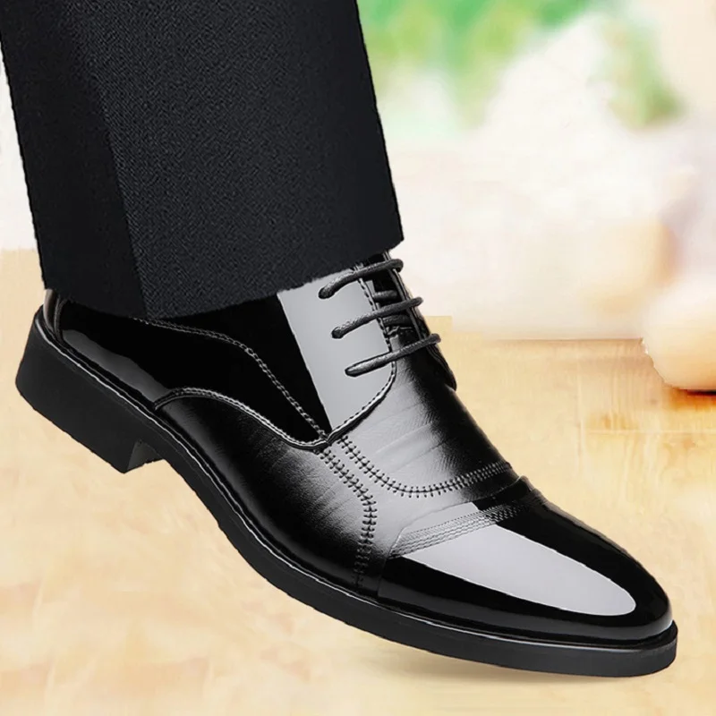 Туфли-оксфорды мужские классические высокие кожаные низкий квадратный каблук