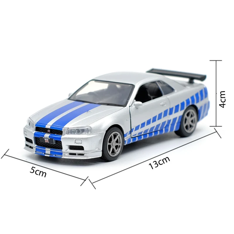 Модель спортивного автомобиля JK 1:36 Skyline GTR R34 литая модель из сплава с откидной