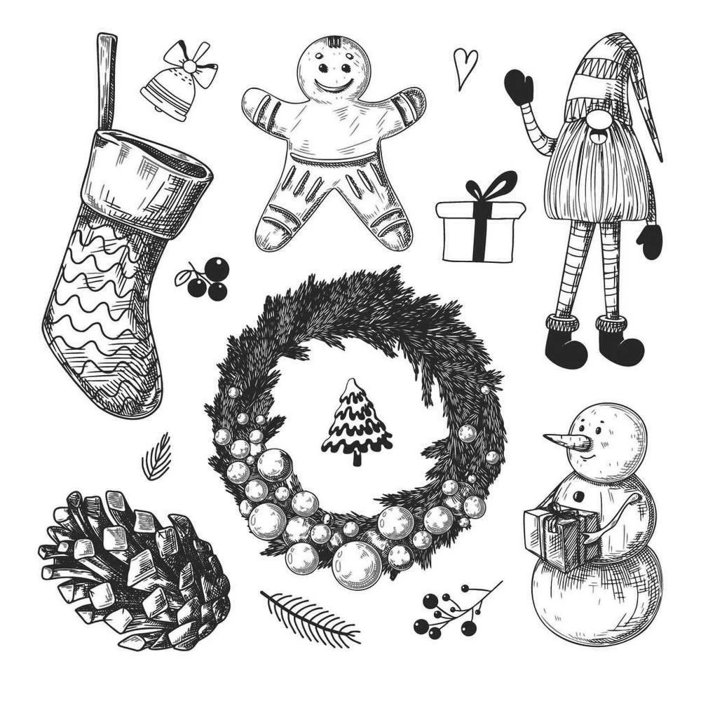 

ZhuoAng Christmas Wreath Snowman Clear Stamps/Silicone Transparent Seals for DIY scrapbooking photo album Clear Stamps