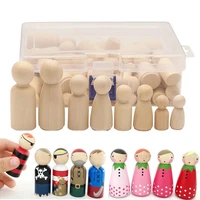 50pcs painted wooden figure wooden peg dolls toys wood decorative diy crafts doll people peg game handmade art baby teether