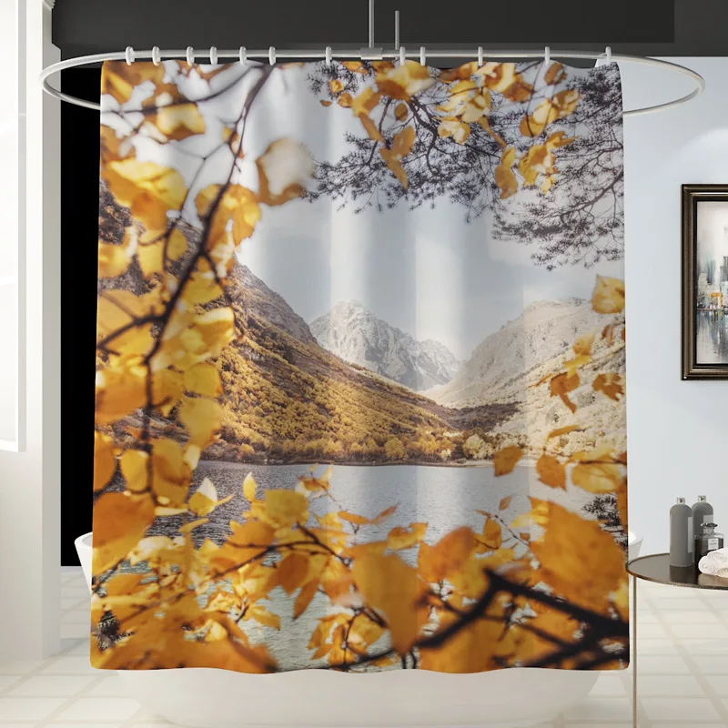 Высококачественные осенние тканевые шторы для душа занавески ванной гор озера