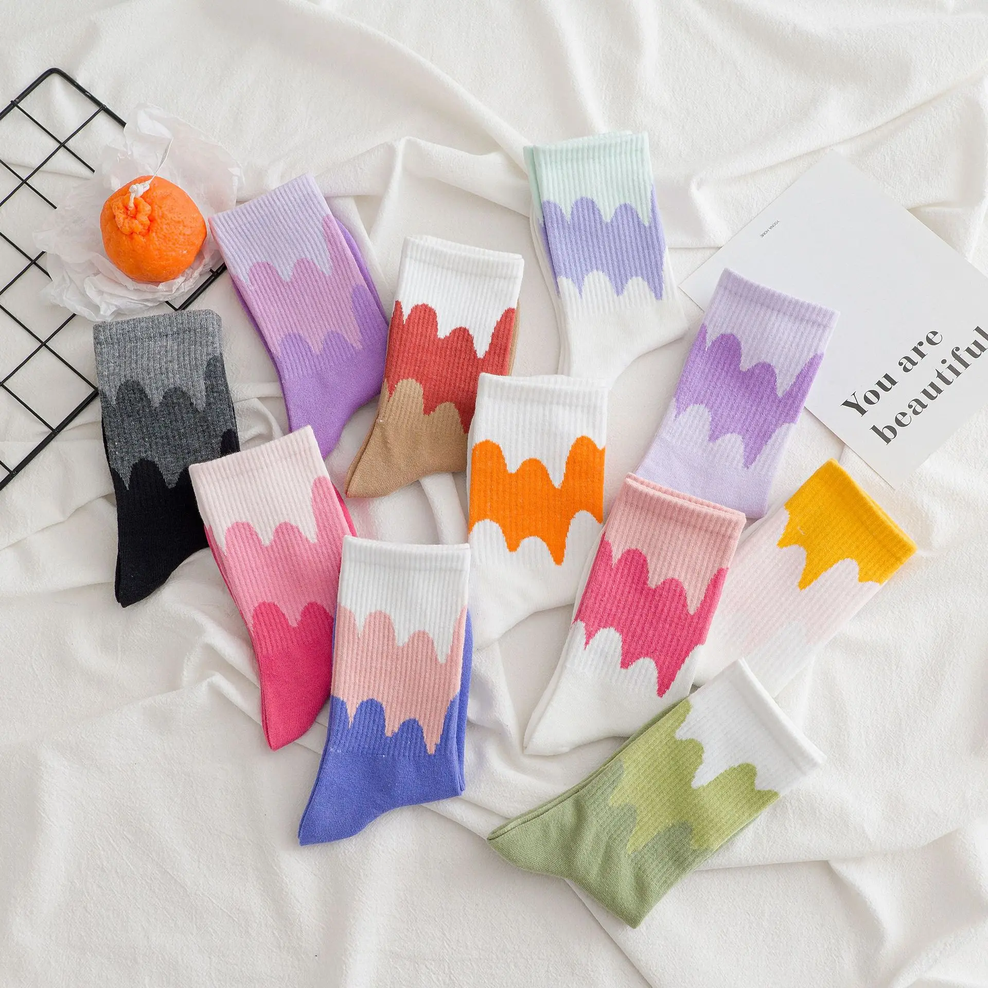 

Женские круглые носки, женские модные оригинальные дизайнерские цветные удобные модные эластичные дышащие женские хлопковые носки