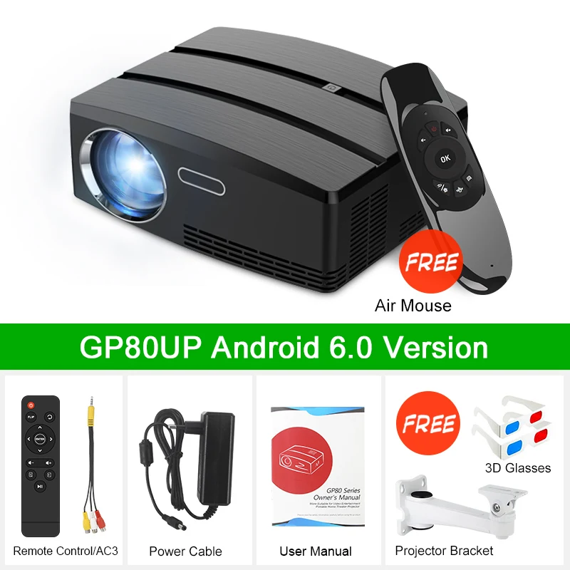 Newpal 1800 люмен 4K проектор Android 6 0 светодиодный WiFi видео Proyector GP80 UP Портативные
