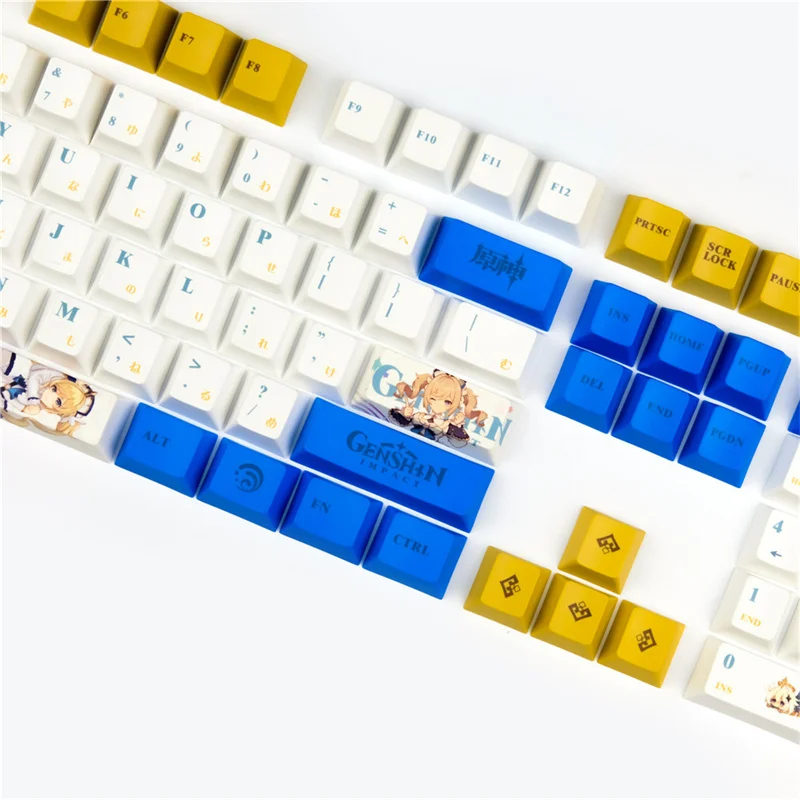 

126 Keys Mechanical Keyboard Keycaps PBT Cherry Profile 2U Shift White 6U 6.25U Space Bar Holy Angel Anime style For Gaming keys