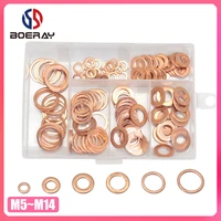 120pcs auto car boat marince red bronze copper crush washers gasket ring assortment set repair kits