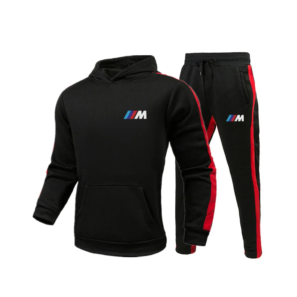 

New 2 Piece Set BMW Brand Print Men Hoodies Pant Clothing Set Men Ladies Solid Tracksuit Pants Suit Female Tracksuit 6 Colors