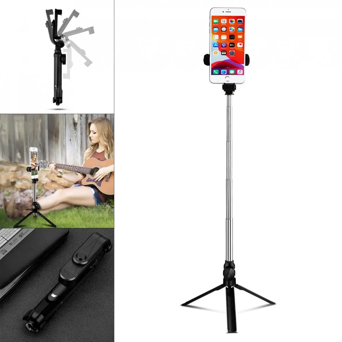 

New Tripod Selfie Stick XT10 Horizontal Shoot and Vertical Shoot Scalable Selfie Stick for Smartphone Android IOS Fit for Live