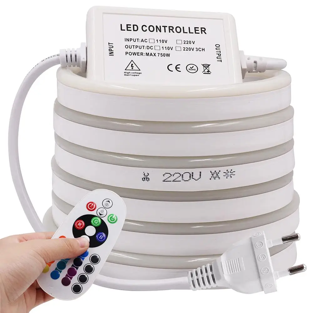 Гибкая RGB неоновая светодиодсветильник лента с пультом дистанционного