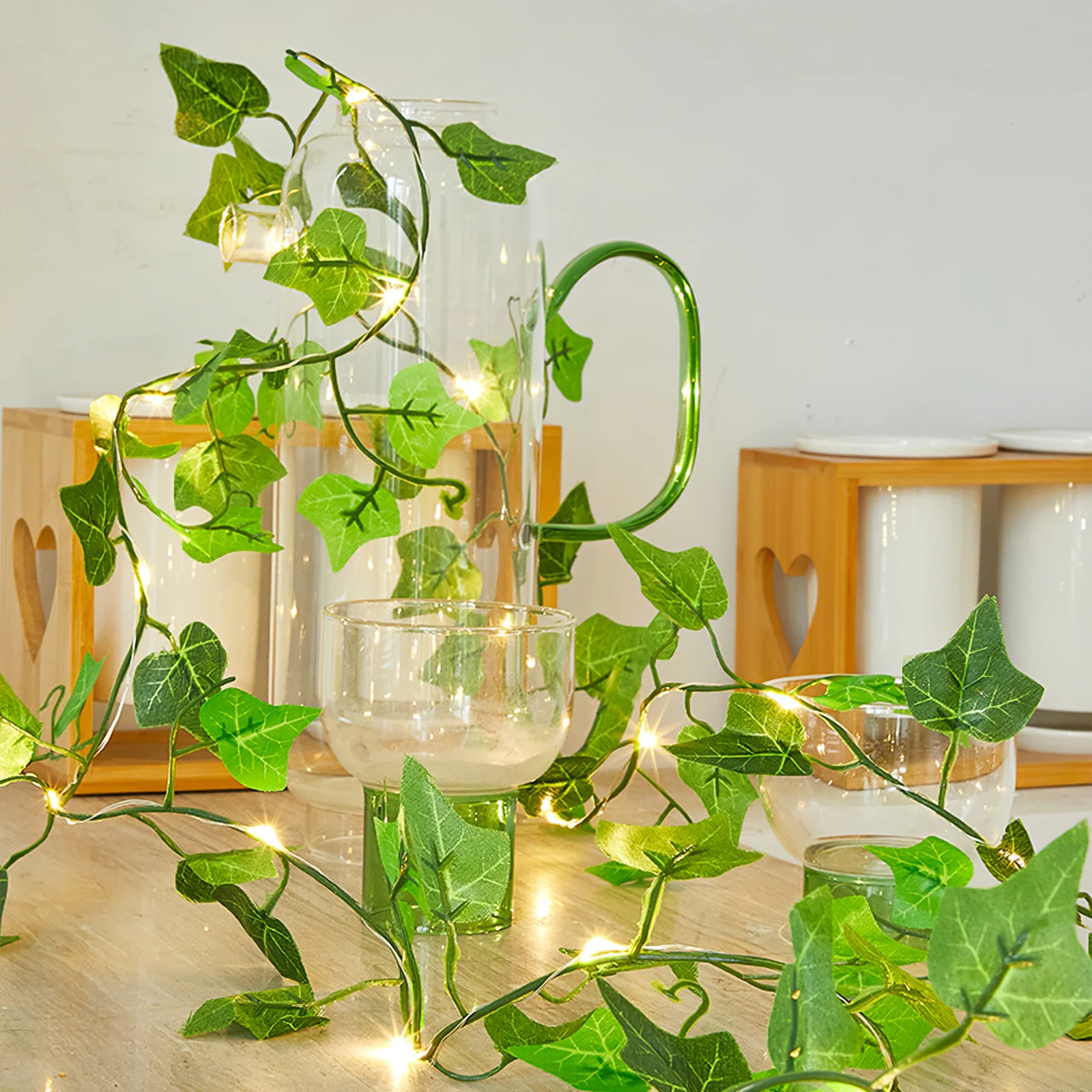 

5m 50 Leds Plant Leaf Garland Fairy Light Decor Solar Wire String Light For Wedding Forest Table Christmas Party Garden Decor
