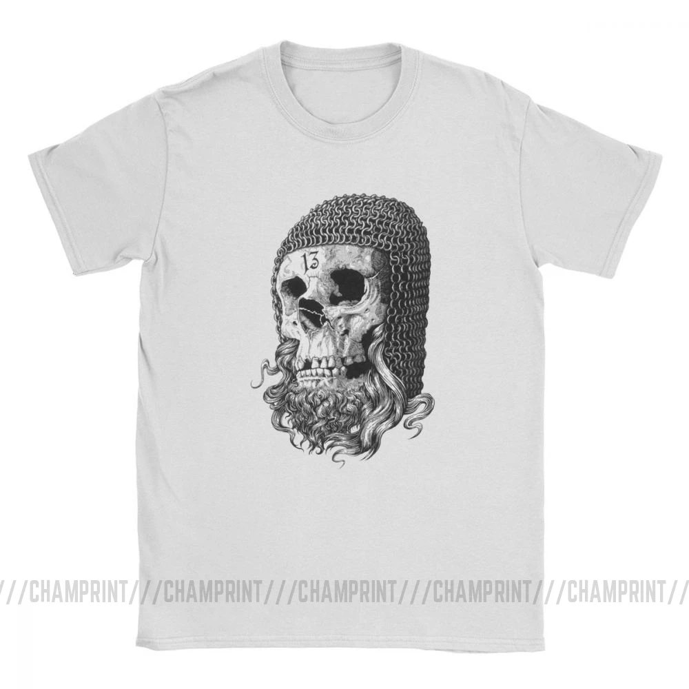 Мужские футболки с рисунком черепа Забавные из чистого хлопка круглым