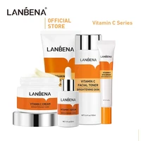 lanbena vitamin c whitening face care set serum facial cream eye serum toner vc essence cleanser freckle whitening skin care lan