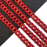 red coral beads hand woven coral bead chain for handmade diy fashion necklace bracelet earring accessories length 15 inches