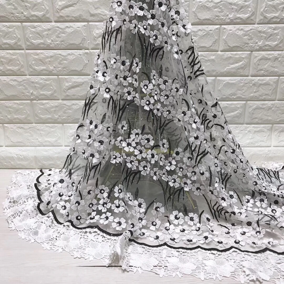 Красивая 3D Цветочная Сетка кружевная ткань 2019 высокое качество Африка Нигерия