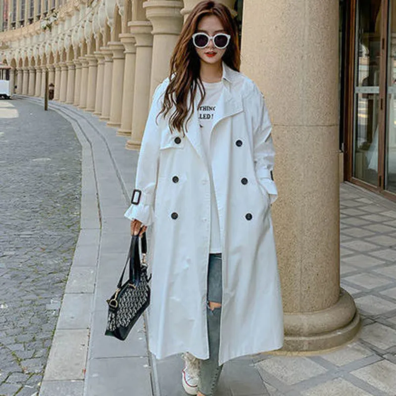 

Тренчкот женский тонкий, ветровка выше колена в британском стиле, однотонный длинный модный Свободный жакет Za, весна-осень