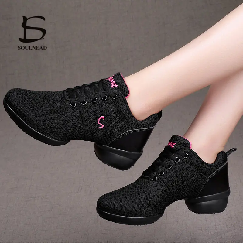 Лидер продаж женские кроссовки для джазовых современных танцев дышащая сетчатая