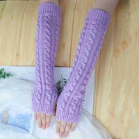 Fingerless Long Warm Knitted Arm Cover Ladies Sun Protection Wrist Sleeve Warm Cover O4A7
