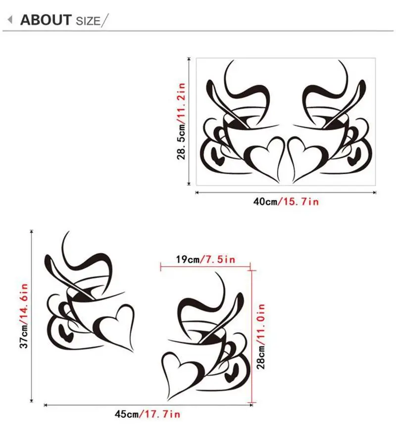 ПВХ стикер на стену кофейная чашка сердце узор гостиная кухня обои для кофейни